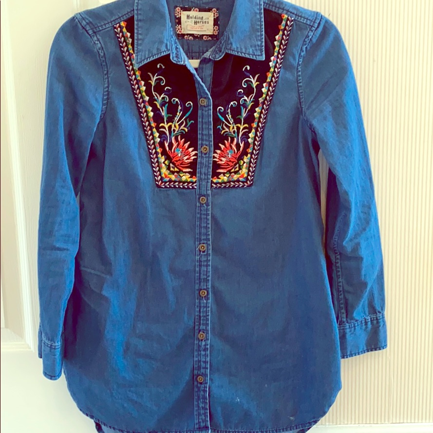 Anthropologie Western Inspired Embroidered Tunic